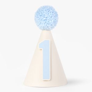 Pale Powder Blue and Soft Cream Neutral Almond Party Hat for Peter Rabbit Theme Childrens Party Babys First 1st Cake Smash