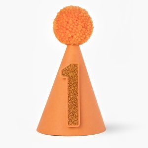 Childrens Apricot Mini Party With Orange Glitter Age Number One for Baby First Birthday