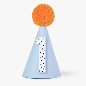 Apricot Powder Blue and Polka Dot Party Hat for First Birthday