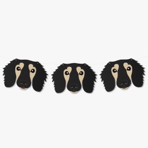 Black and Cream Long Haired Dachshund Theme Dog Birthday Puppy Party Hat Garland