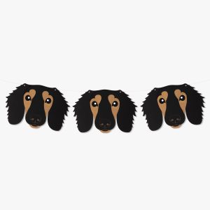 Black and Tan Long Haired Dachshund Theme Dog Birthday Puppy Party Hat Garland