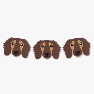 Chocolate and Tan Long Haired Dachshund Theme Dog Birthday Puppy Party Hat Garland