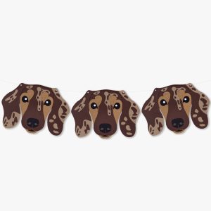 Chocolate Brown Dapple Smooth Haired Dachshund Theme Dog Birthday Puppy Party Hat Garland