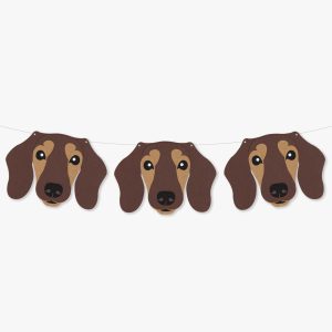 Chocolate and Tan Smooth Haired Dachshund Theme Dog Birthday Puppy Party Hat Garland
