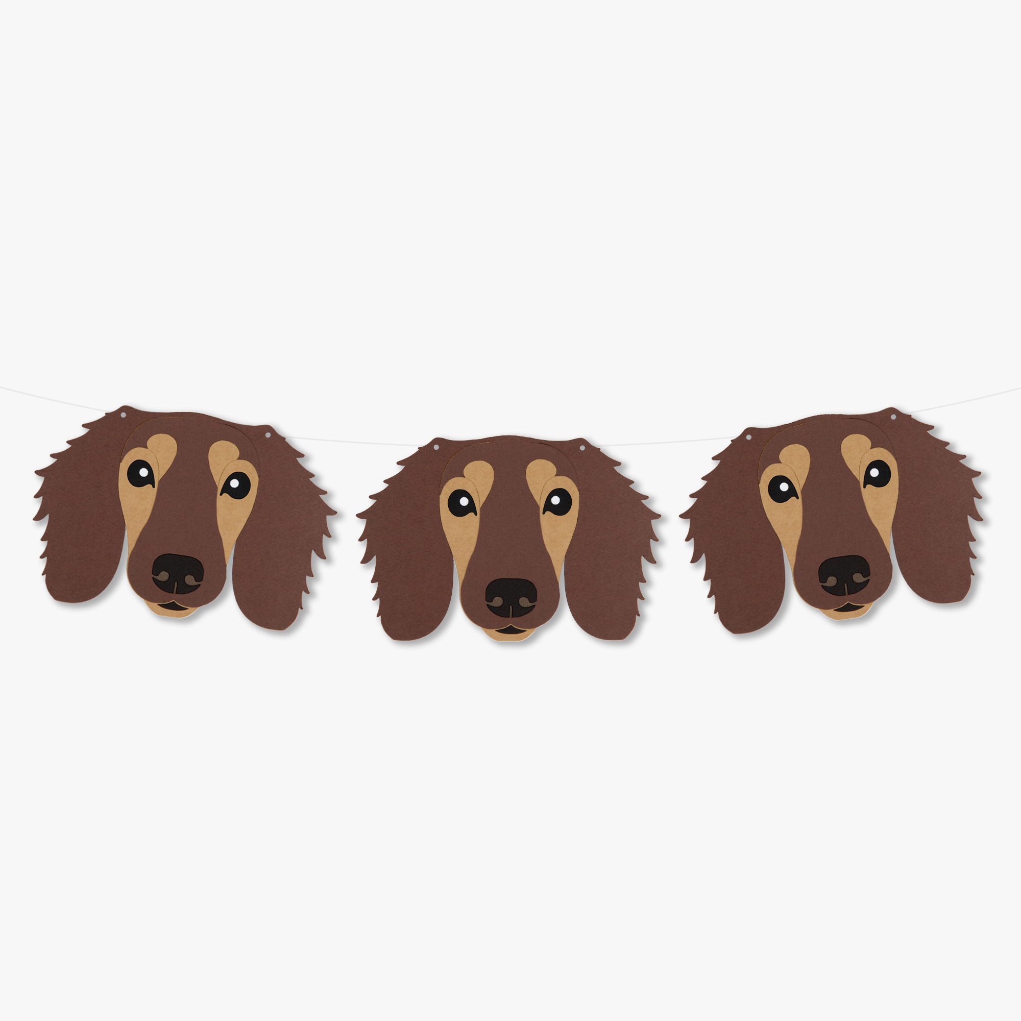 Chocolate and Tan Long Haired Dachshund Theme Dog Birthday Puppy Party Hat Garland