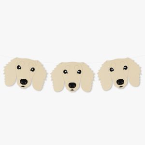 Cream Long Haired Dachshund Theme Dog Birthday Puppy Party Hat Garland