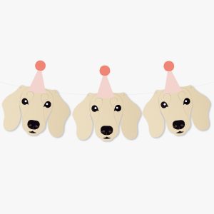 Cream Smooth Haired Dachshund Theme Dog Birthday Puppy Party Hat Garland