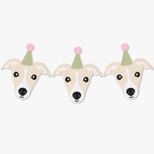 Cream Whippet Italian Greyhound Theme Dog Birthday Party Hat Garland