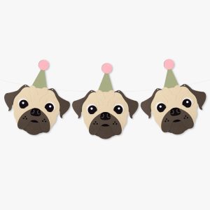 Pug Theme Dog Birthday Party Hat Garland