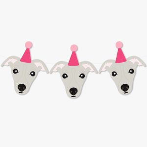 Grey Whippet Italian Greyhound Theme Dog Birthday Party Hat Garland