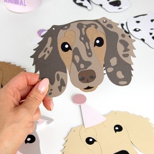 Light Brown Chocolate Dapple Long Haired Dachshund Theme Dog Birthday Puppy Party Hat Garland