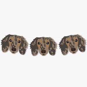 Brown Dapple Long Haired Dachshund Theme Dog Birthday Puppy Party Hat Garland