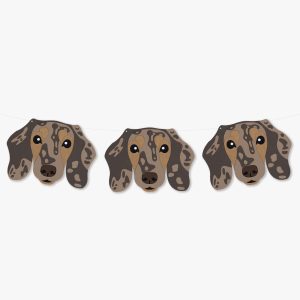 Light Brown Chocolate Dapple Smooth Haired Dachshund Theme Dog Birthday Puppy Party Hat Garland