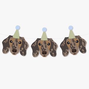 Light Brown Chocolate Dapple Smooth Haired Dachshund Theme Dog Birthday Puppy Party Hat Garland