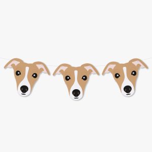 Red and White Whippet Italian Greyhound Theme Dog Birthday Party Hat Garland