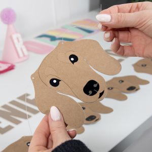 Tan Smooth Haired Dachshund Theme Dog Birthday Puppy Party Hat Garland