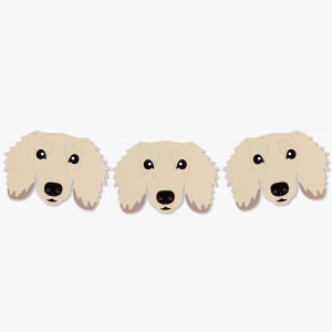 Shaded Cream Long Haired Dachshund Theme Dog Birthday Puppy Party Hat Garland