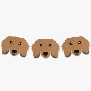 Shaded Red Long Haired Dachshund Theme Dog Birthday Puppy Party Hat Garland