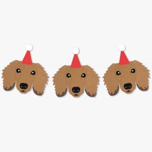 Puppy Pawtrait Party Dog Garland with Christmas Hat