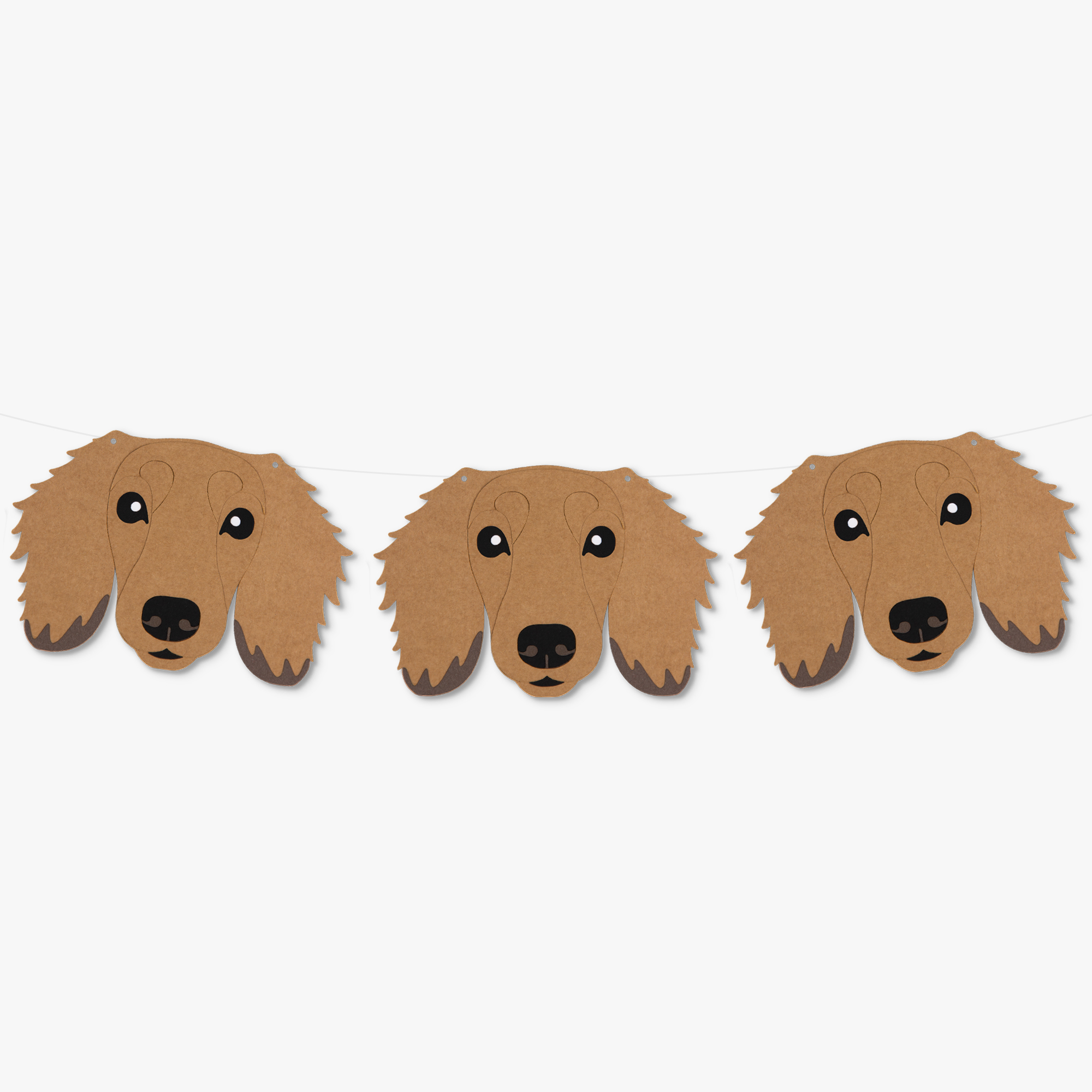 Shaded Red Long Haired Dachshund Theme Dog Birthday Puppy Party Hat Garland