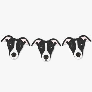 Black and White Whippet Italian Greyhound Theme Dog Birthday Party Hat Garland