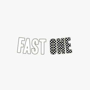 Race Car Birthday Party Theme Decoration Checkered Letters Fast One Fast Lap First Birthday Banner