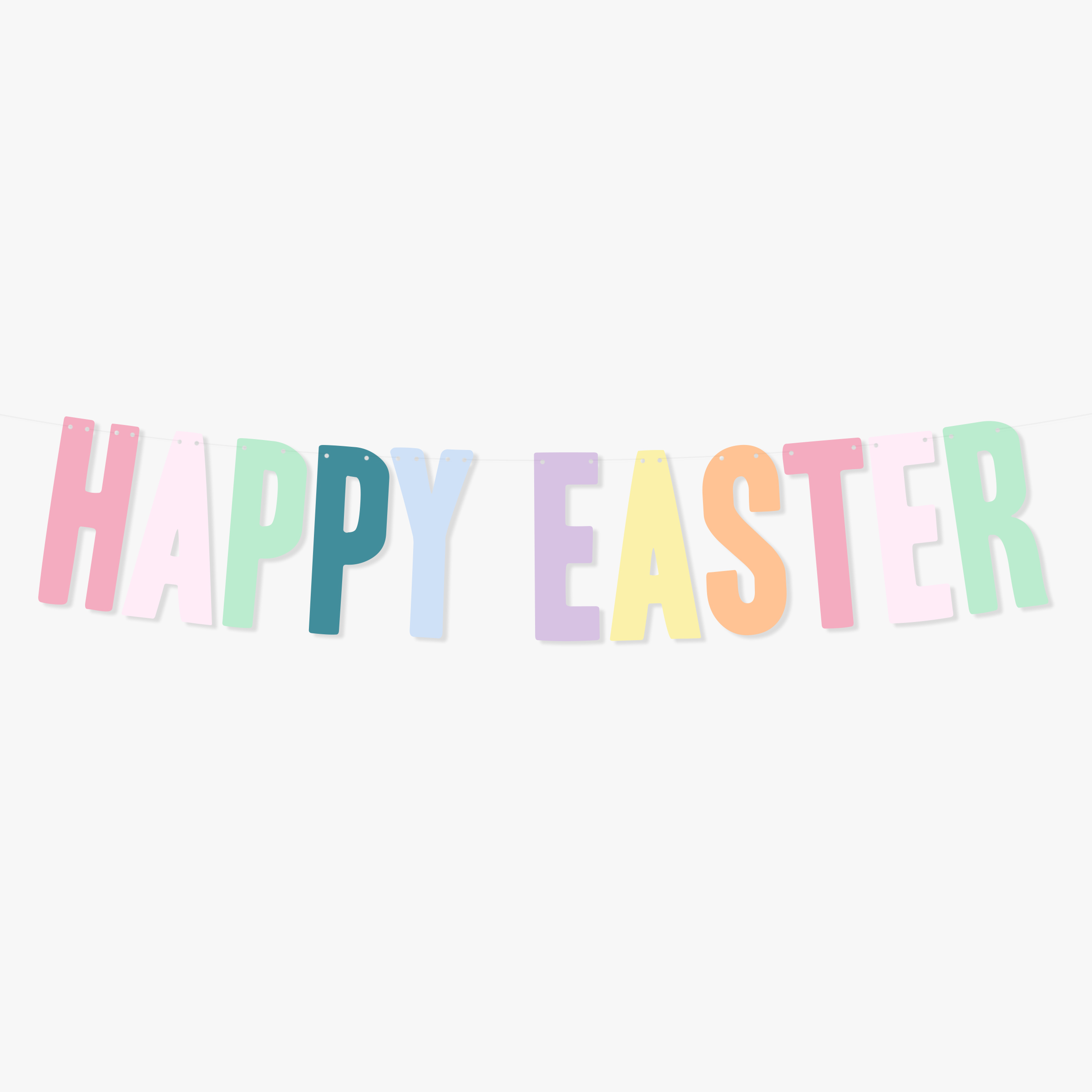 Happy Easter Banner Spring Easter Egg Hunt Party Decoration Pastel Rainbow Theme Garland