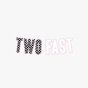 Race Car Birthday Party Theme Decoration Checkered Letters Two Fast Second Fast Lap 2nd Birthday Banner